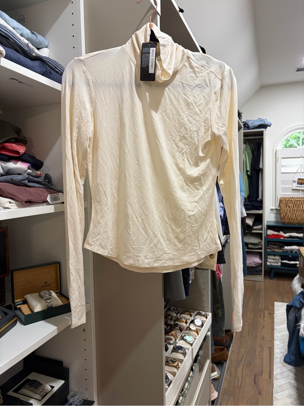 Chaser Cream Long-Sleeve Mock Neck Top